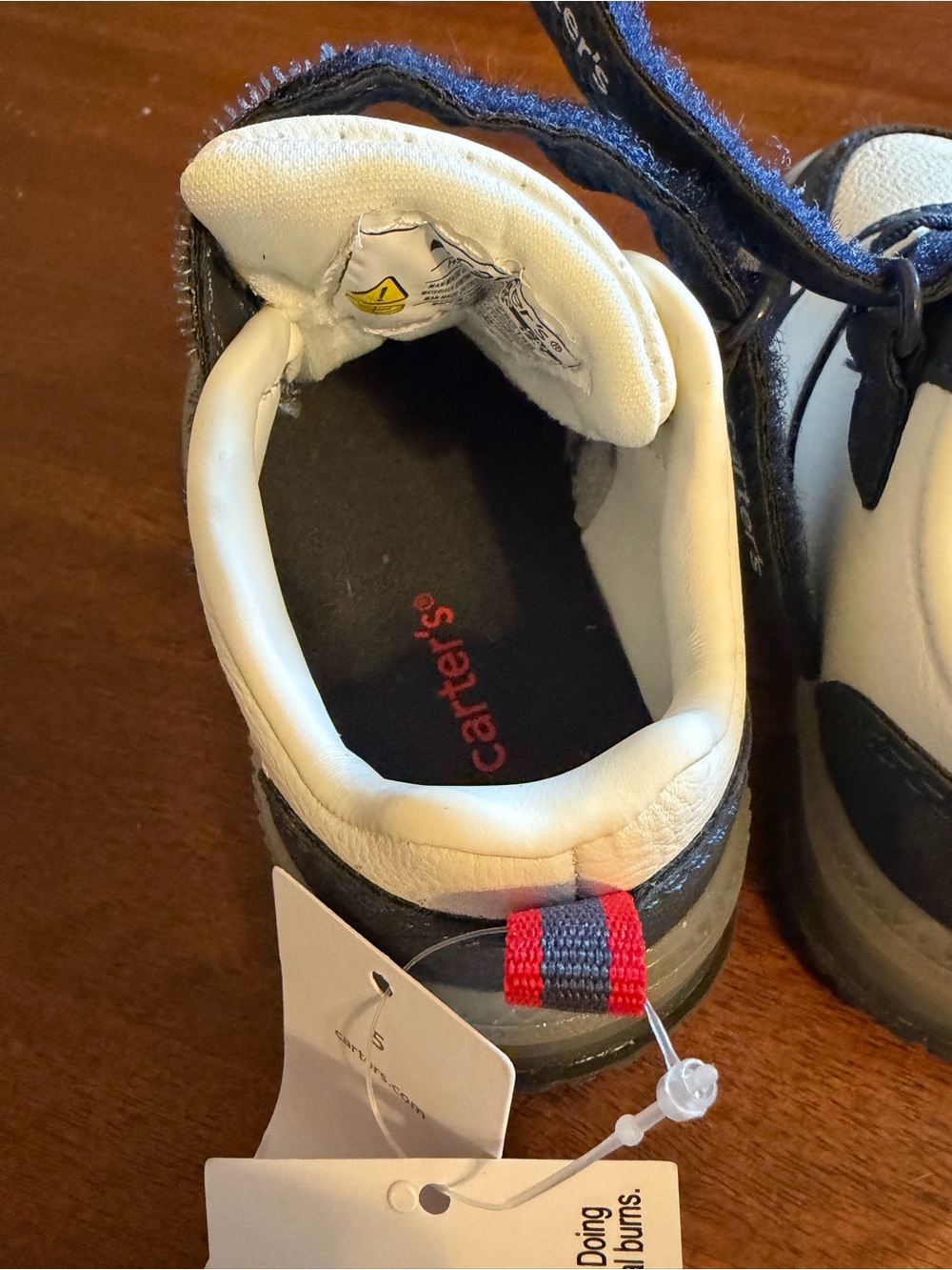 Carters Little Boy Sneakers Size 5 White And Navy New With Tags - Picture 6 of 7